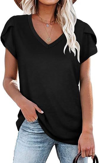 Simple Casual V-neck Short Sleeve