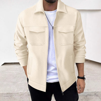 Lapel Zipper Casual Jacket Men's Coat