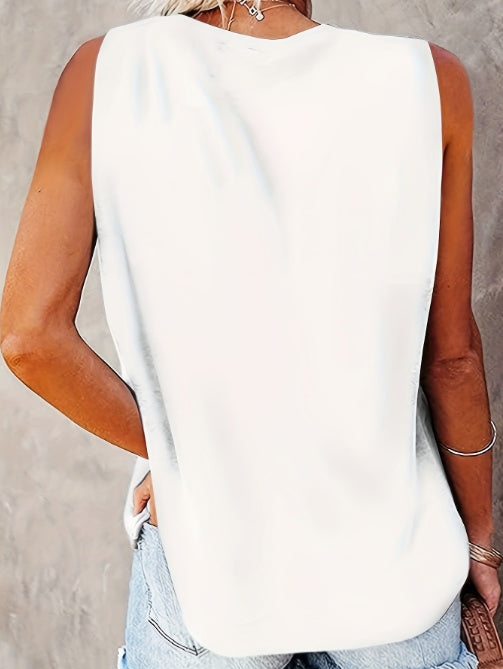 Ladies' Lip Print Fashionable Off Shoulder Casual Vest